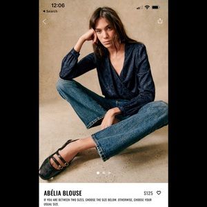 SEZANE ABELIA BLOUSE SZ 40/8 NAVY